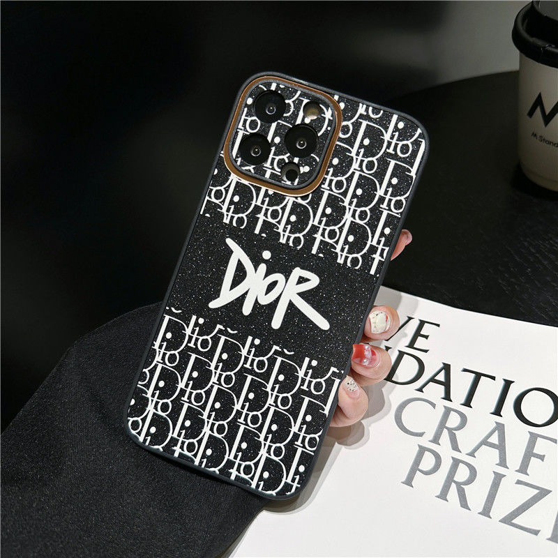 DIOR 手書き ブラック 電話ケース zm