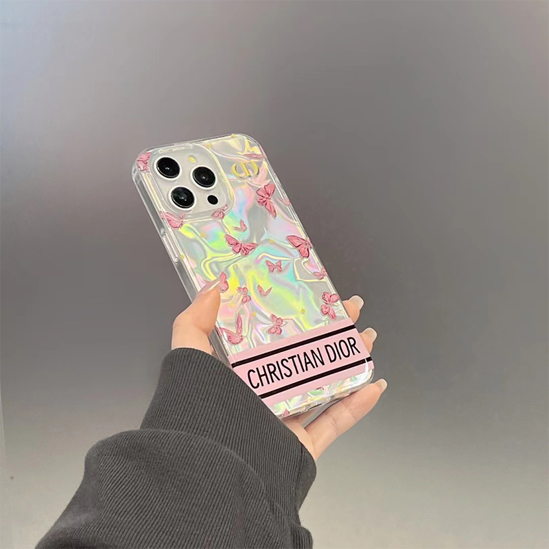 DIOR ピンク 蝶 電話ケース zm