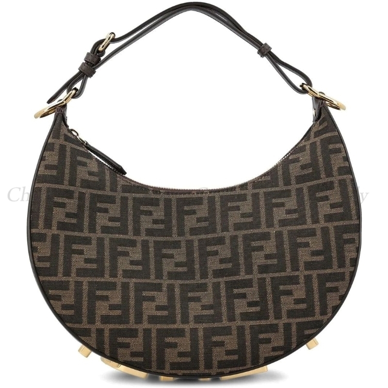【24SS NEW】FENDI / FF ジャカード メタルロゴ ホーボーバッグ