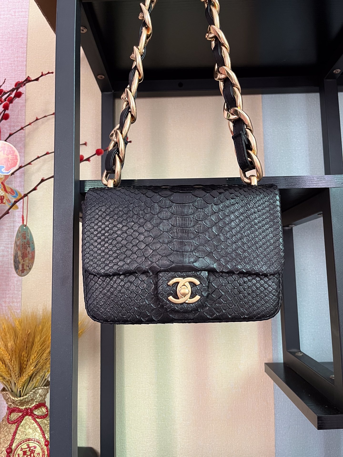 BOLSA CHANEL 2.55 PYTHON FLAP BAG AS3214
