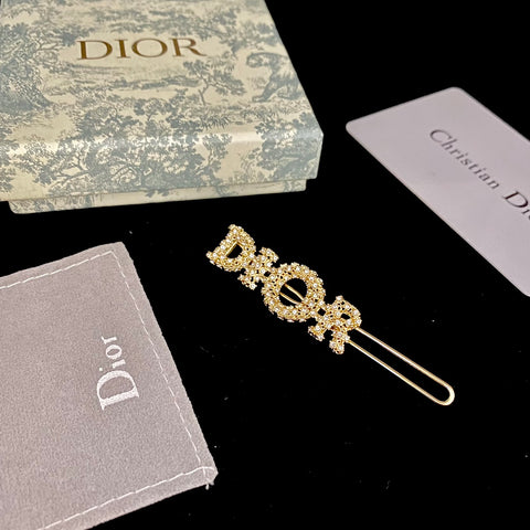 DIORダイヤモンドゴールドヘアクリップ SS