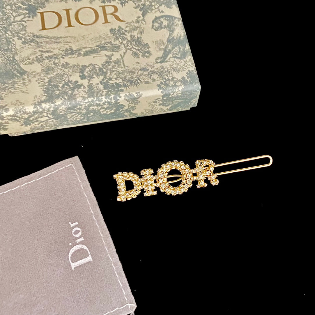 DIORダイヤモンドゴールドヘアクリップ SS