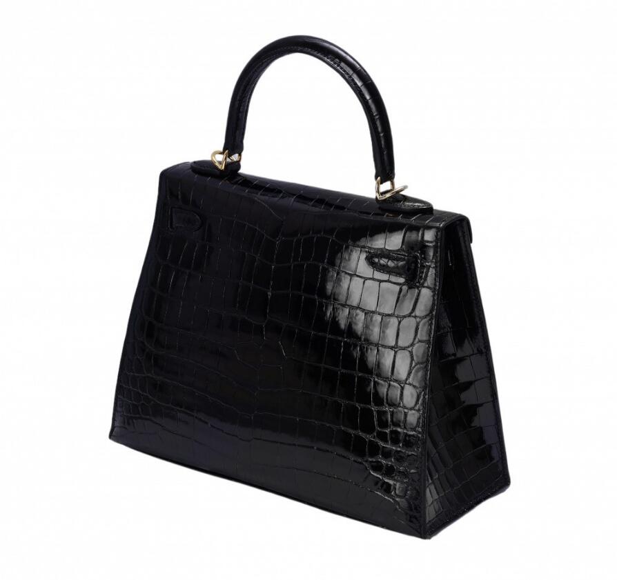エルメス HERMES ケリー ケリー25 クロコダイルニロティカス ブラック ゴールド金具 Y刻印