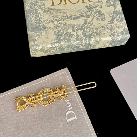 DIORダイヤモンドゴールドヘアクリップ SS