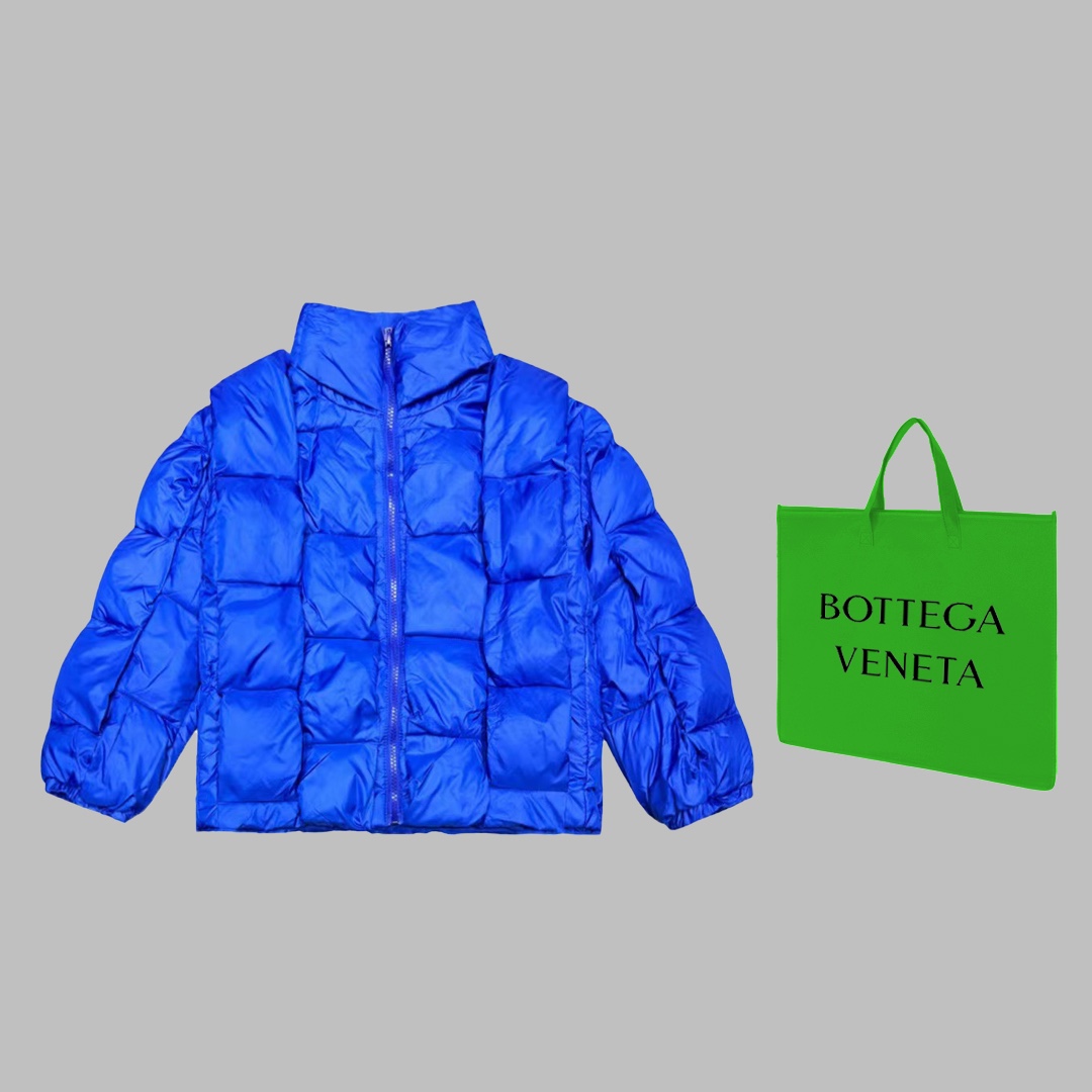 Bottega Veneta パターン フロントボタン ダウンジャケット ブラック