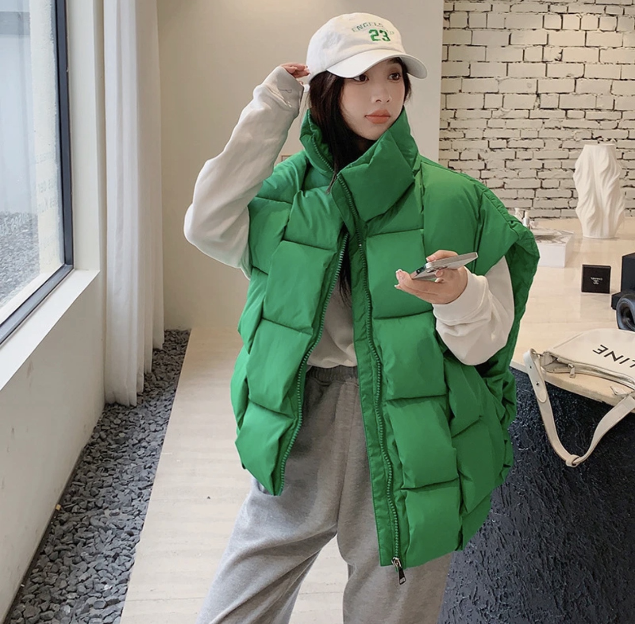 Bottega Veneta パターン フロントボタン ダウンジャケット ブラック