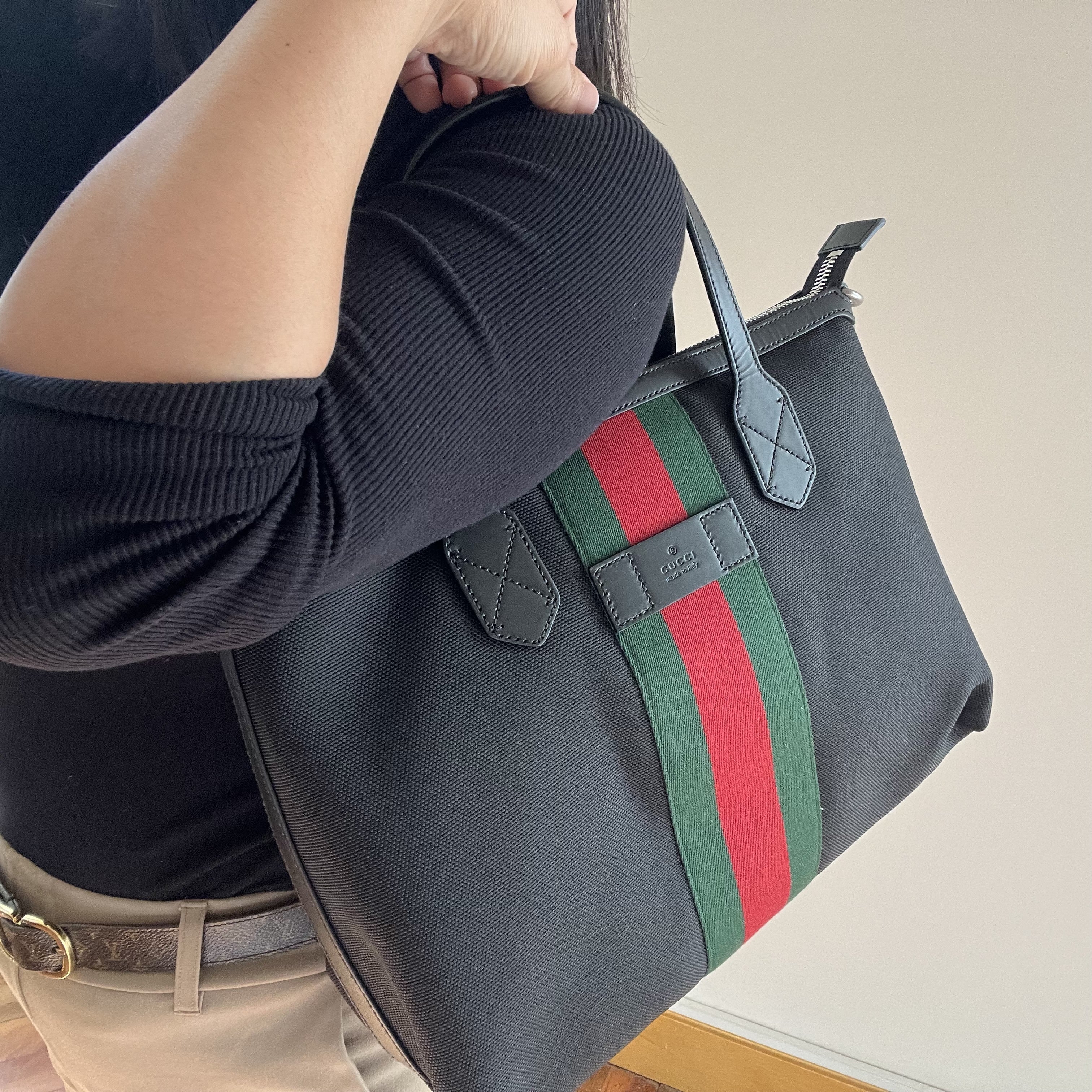 入手困難◆GUCCI 2WAY トート/ショルダーバッグウェブストライプ