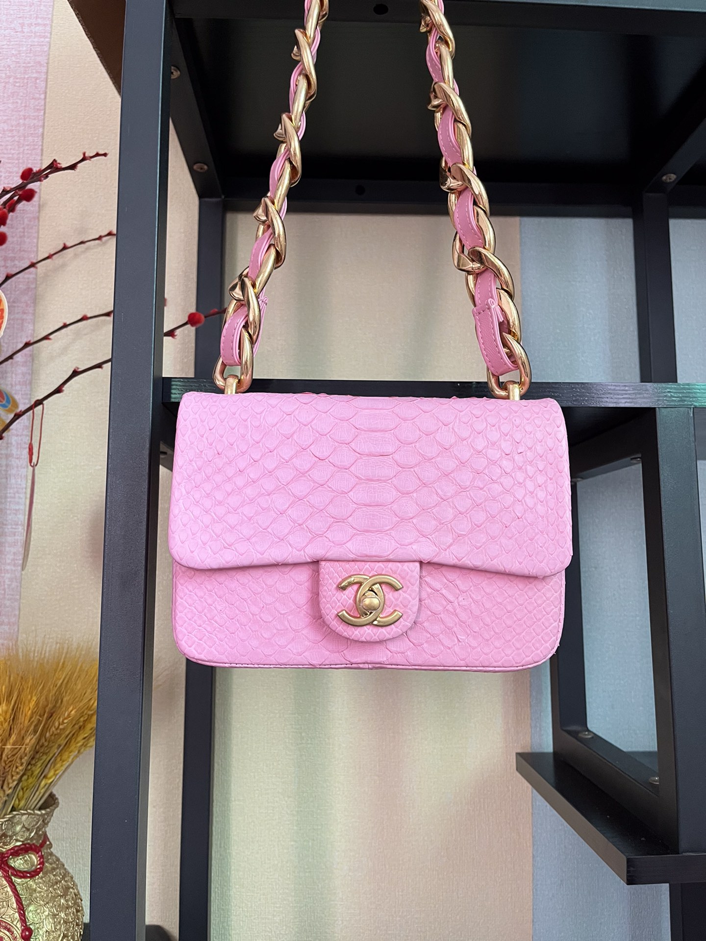 BOLSA CHANEL 2.55 PYTHON FLAP BAG AS3214