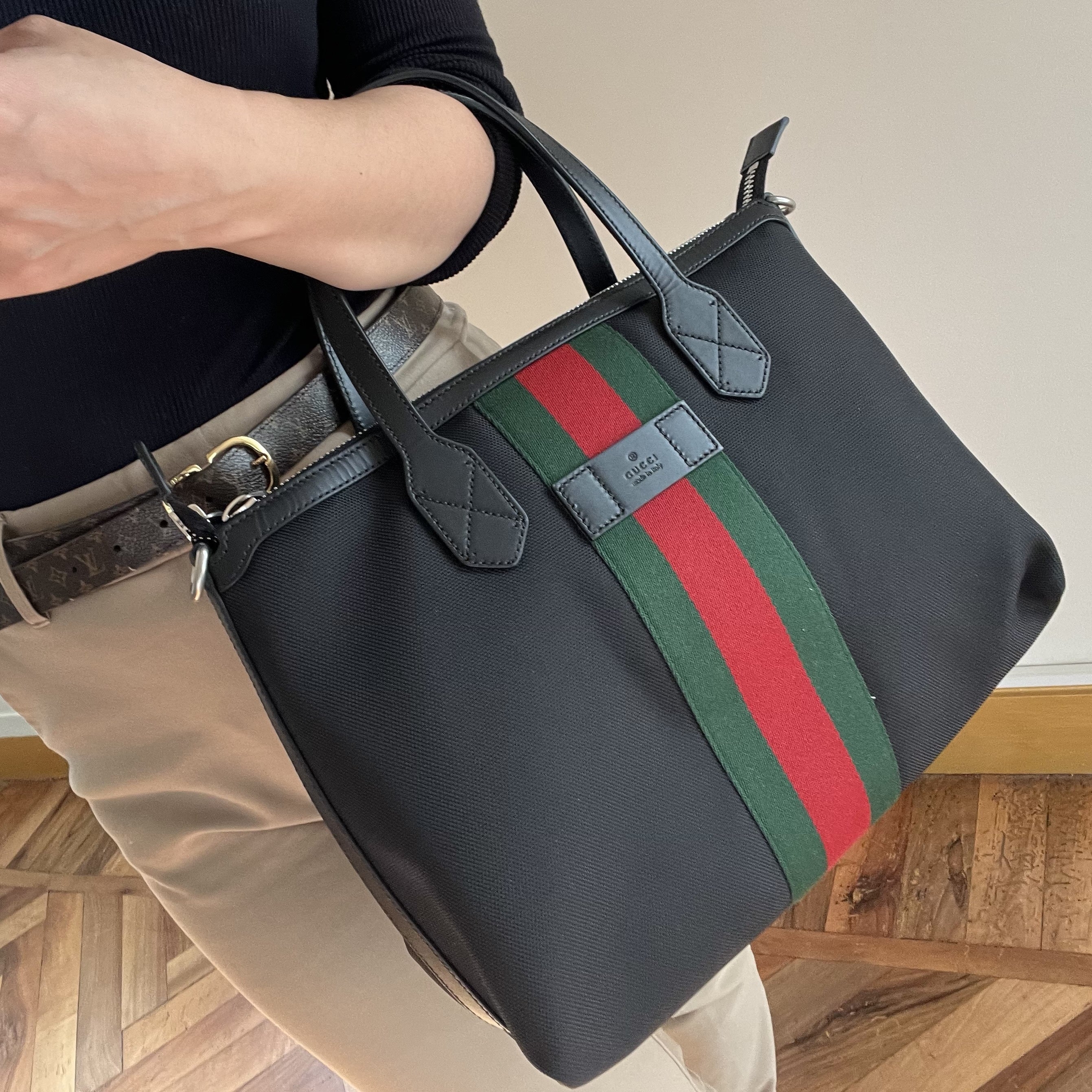 入手困難◆GUCCI 2WAY トート/ショルダーバッグウェブストライプ