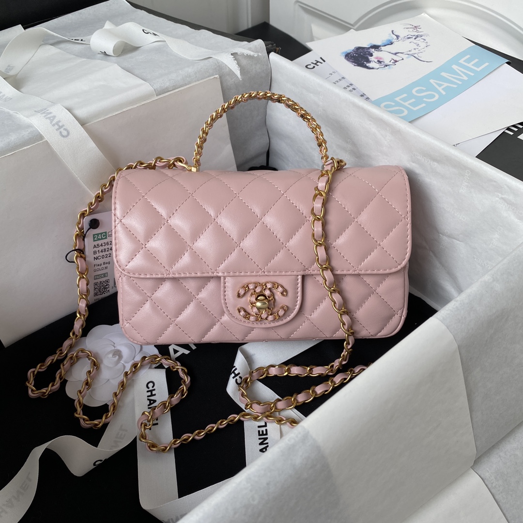 Chanel??24C ??AS4362 diamond letter handle mini CF