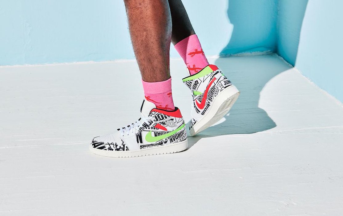 NIKE ナイキ AIR JORDAN 1 MID 'OVER-PRINT LOGOS' エア ジョーダン ワン ミッド 