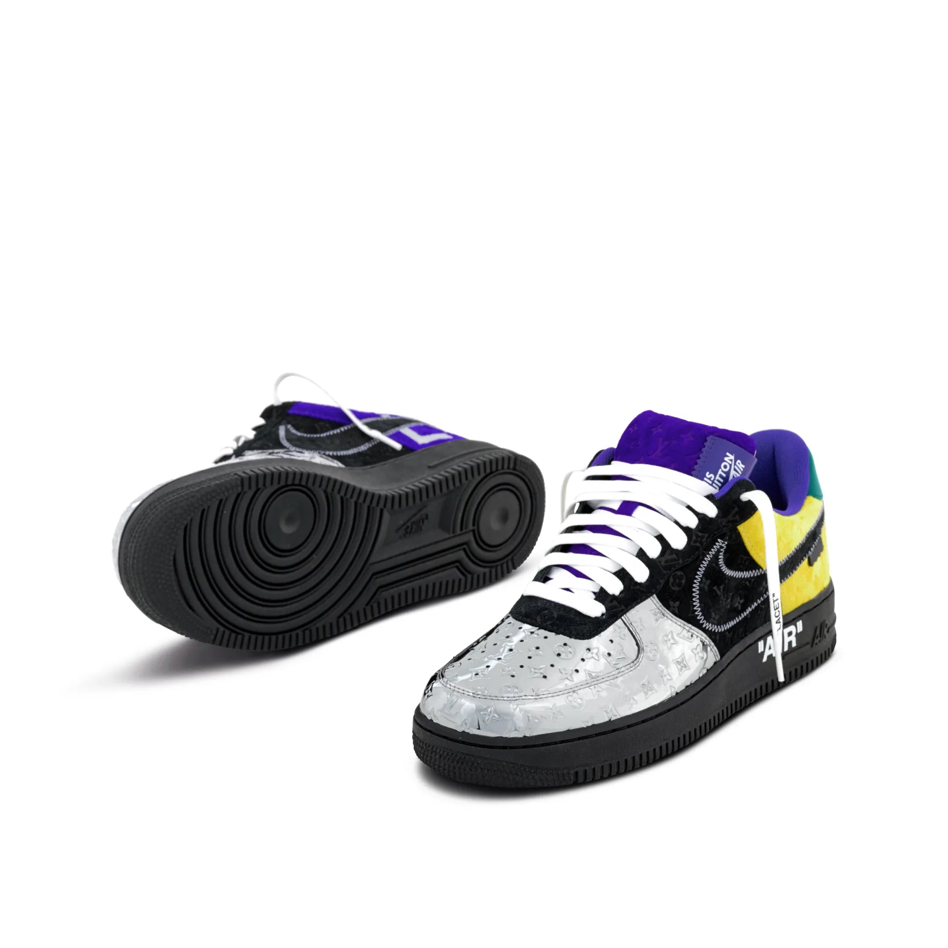 【新商品発売】【今年の新商品】LOUIS VUITTON NIKE AIR FORCE 1 LOW BY VIRGIL ABLOH BLACK METALLIC SILVER【代金引換】