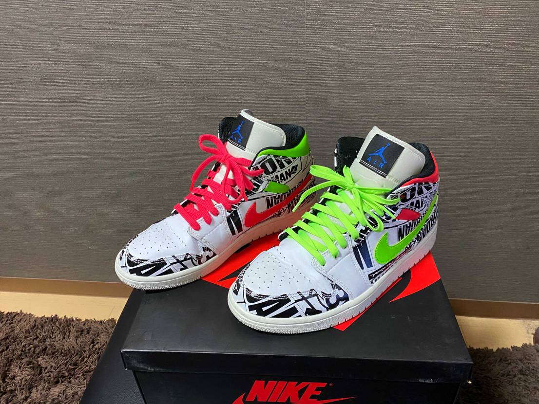 NIKE ナイキ AIR JORDAN 1 MID 'OVER-PRINT LOGOS' エア ジョーダン ワン ミッド 