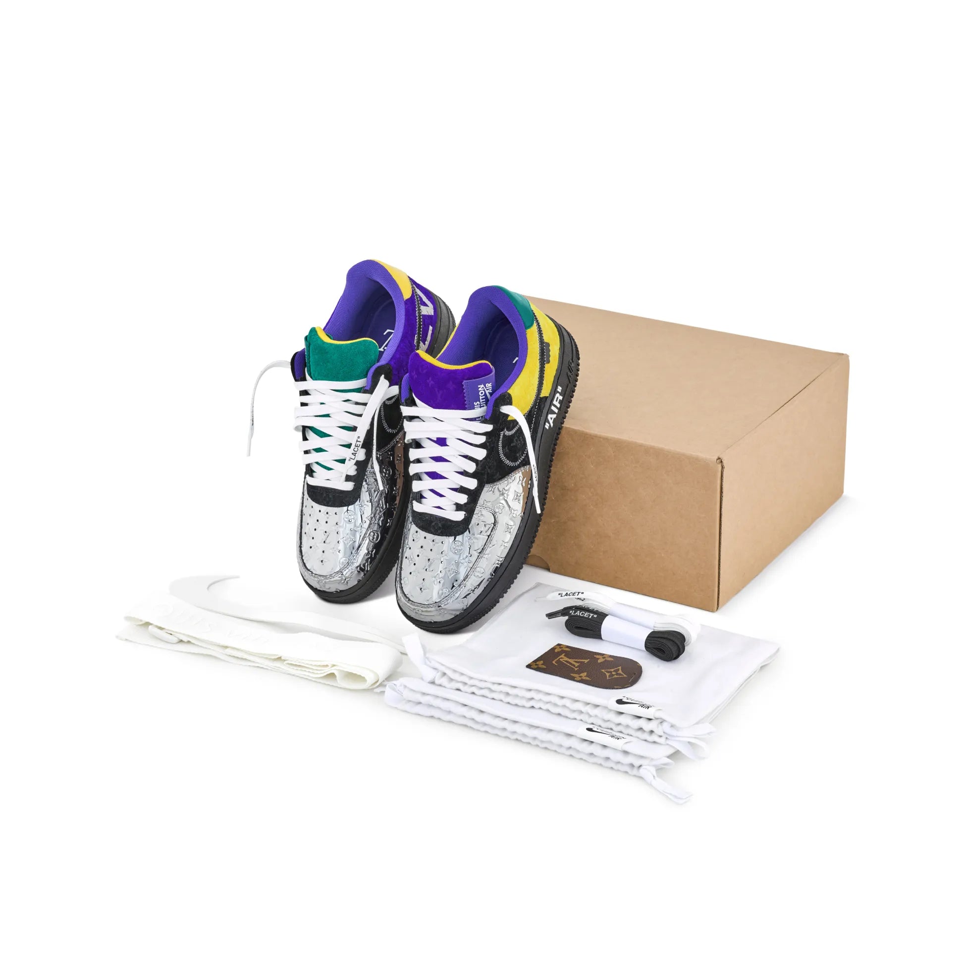 【新商品発売】【今年の新商品】LOUIS VUITTON NIKE AIR FORCE 1 LOW BY VIRGIL ABLOH BLACK METALLIC SILVER【代金引換】
