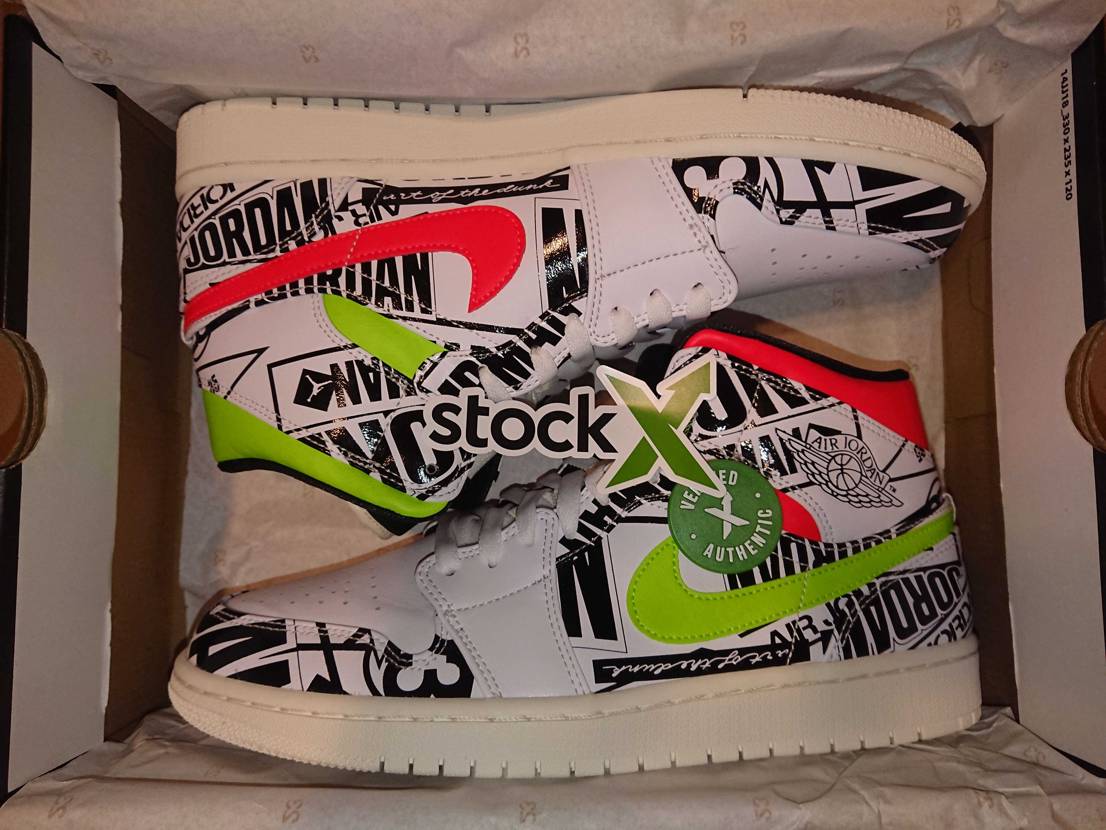 NIKE ナイキ AIR JORDAN 1 MID 'OVER-PRINT LOGOS' エア ジョーダン ワン ミッド 