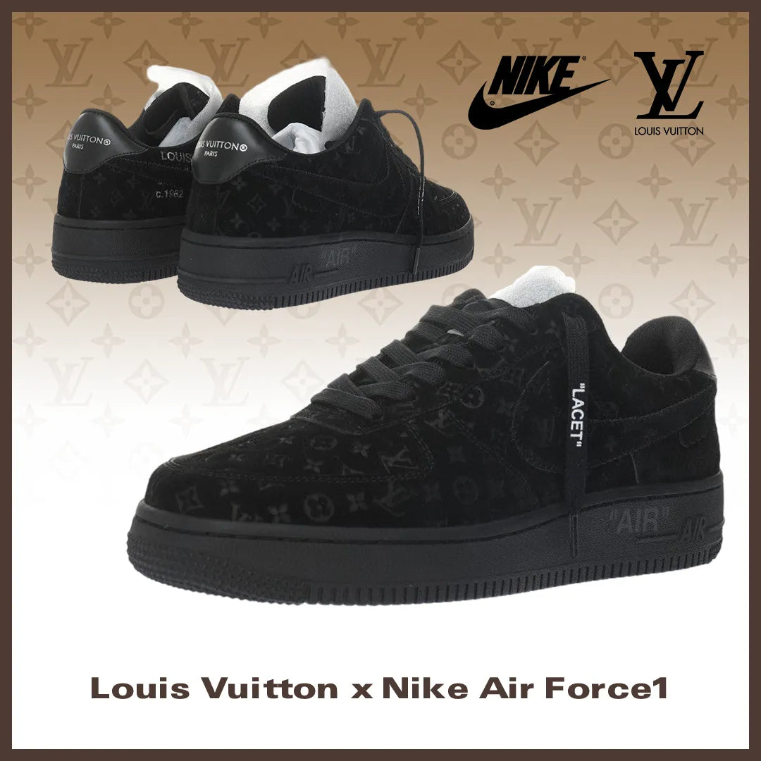 【日本未入荷】?超入手困難LOUIS VUITTON X NIKE AIR FORCE1 黒【代金引換】
