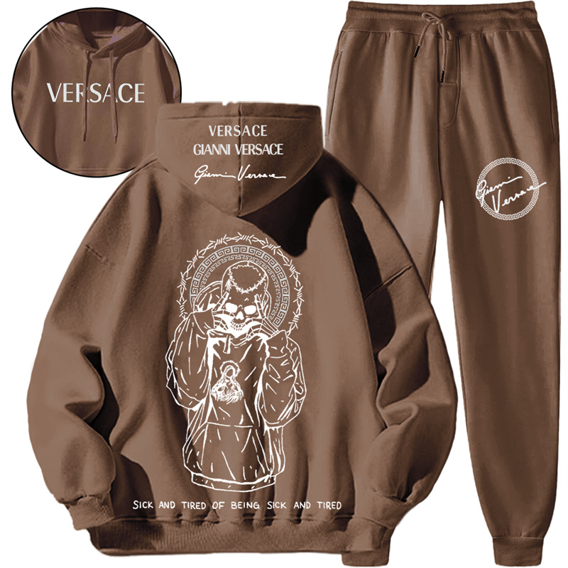 【 Versace 】シンプルなデザインの髑髏パーカーセットです、スタイリッシュでシンプルなデザイン