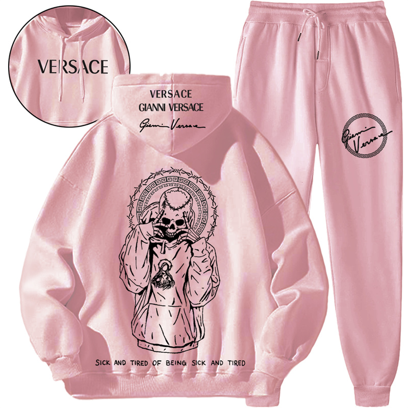 【 Versace 】シンプルなデザインの髑髏パーカーセットです、スタイリッシュでシンプルなデザイン