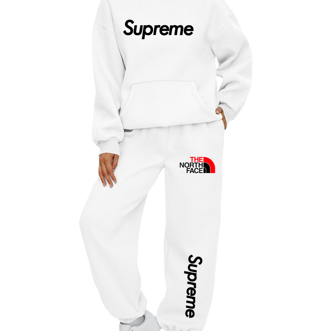 【 Supreme x The North Face 】Q版五檔羅飛時尚連名衛衣スーツ