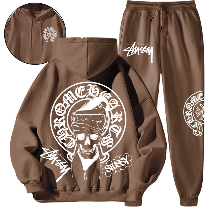 【 Chrome Hearts x Stussy 】ストリートスタイル髑髏女性流行ファッションパーカーのスーツです