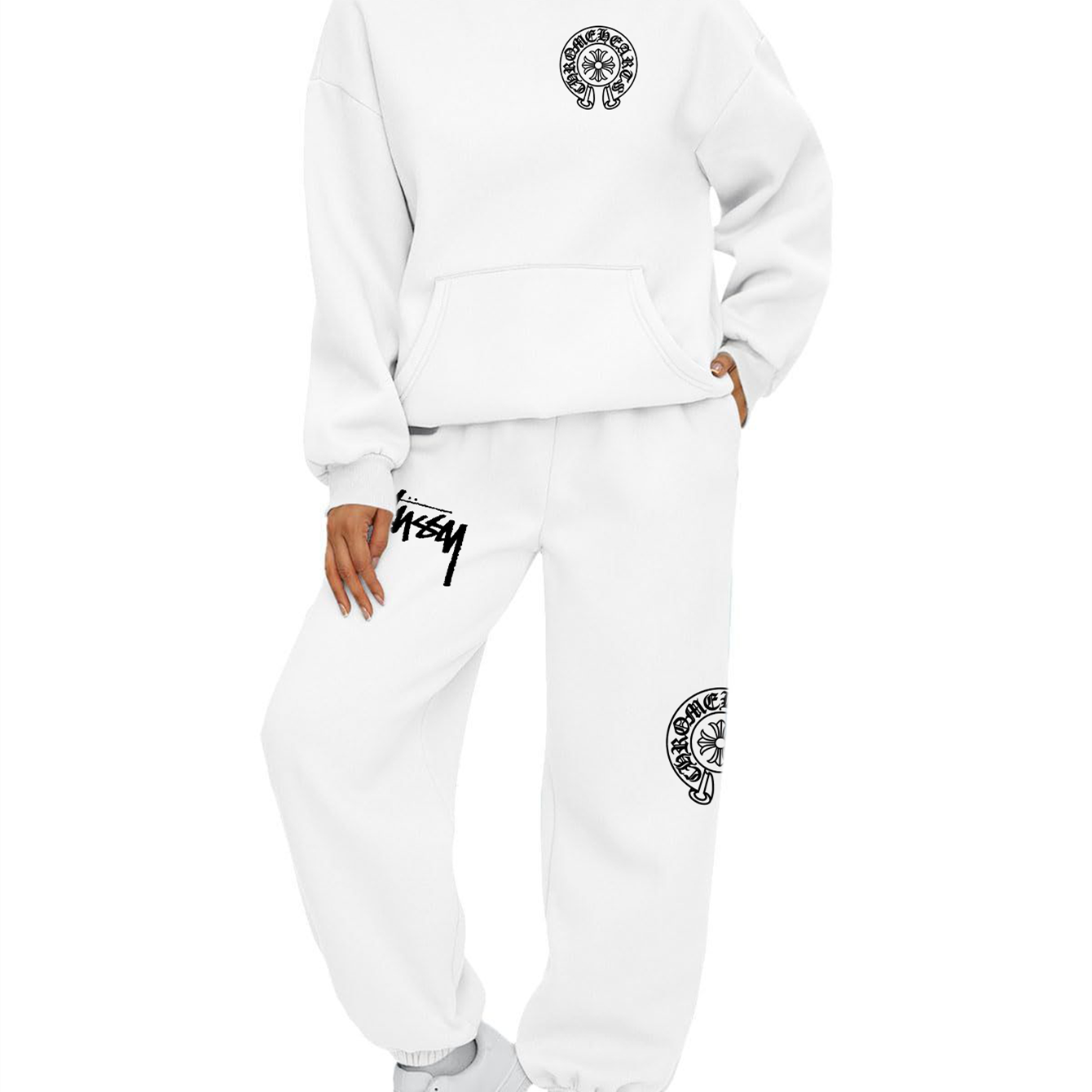 【 Chrome Hearts x Stussy 】ストリートスタイル髑髏女性流行ファッションパーカーのスーツです