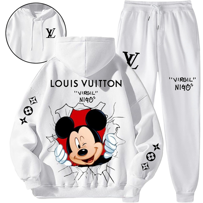 【 Louis Vuitton】特殊ひび割れデザインのファッションパーカーセットです