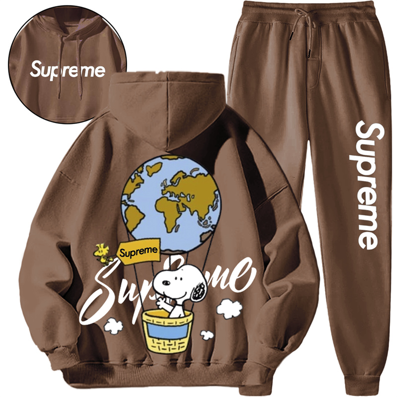 【 Supreme 】世界を旅する子犬のおしゃれなパーカーのセットです