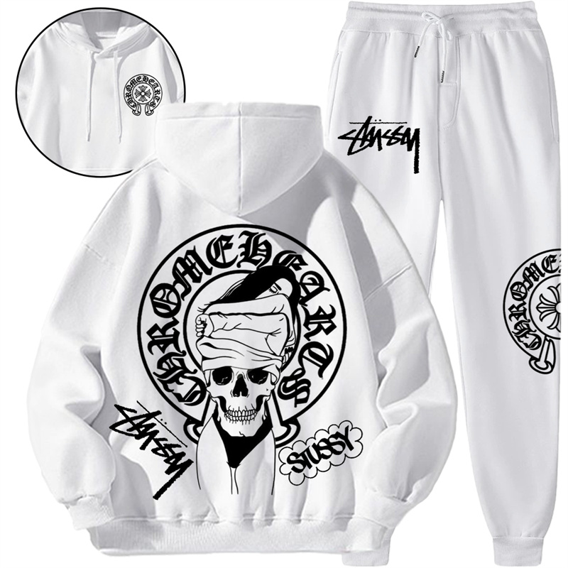 【 Chrome Hearts x Stussy 】ストリートスタイル髑髏女性流行ファッションパーカーのスーツです