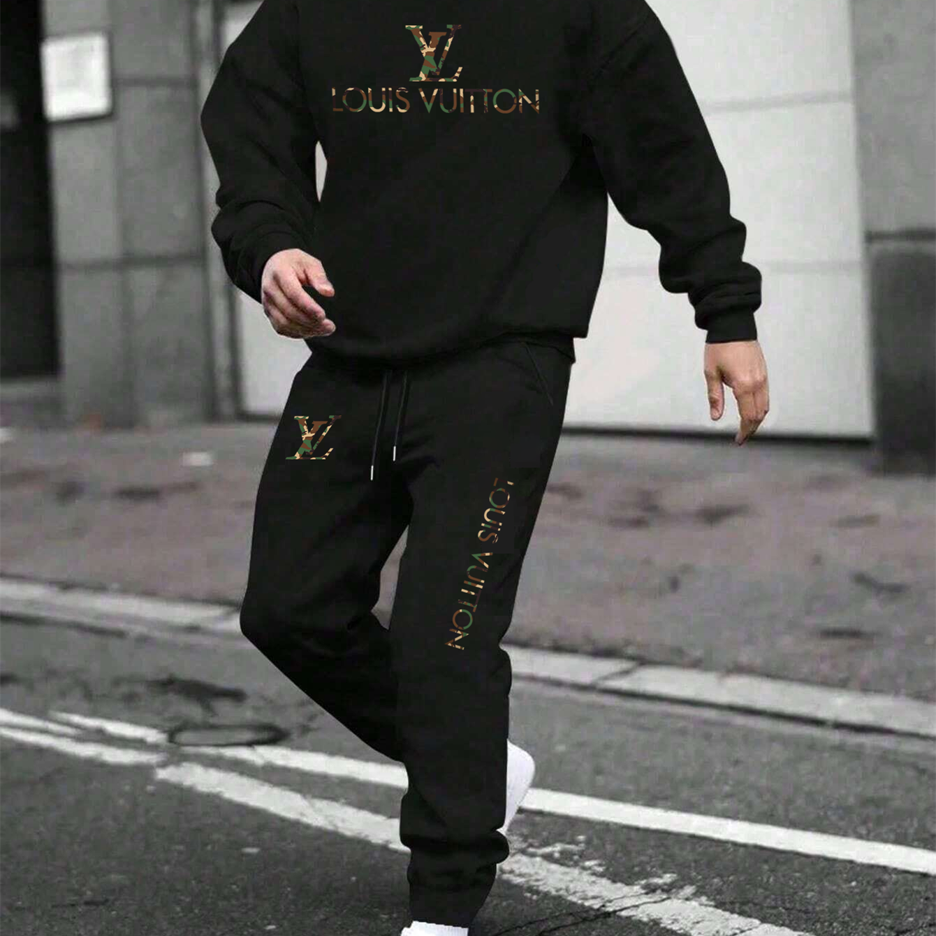 【 Louis Vuitton】迷彩ストリートファッションスタイルドクロパーカーのスーツです
