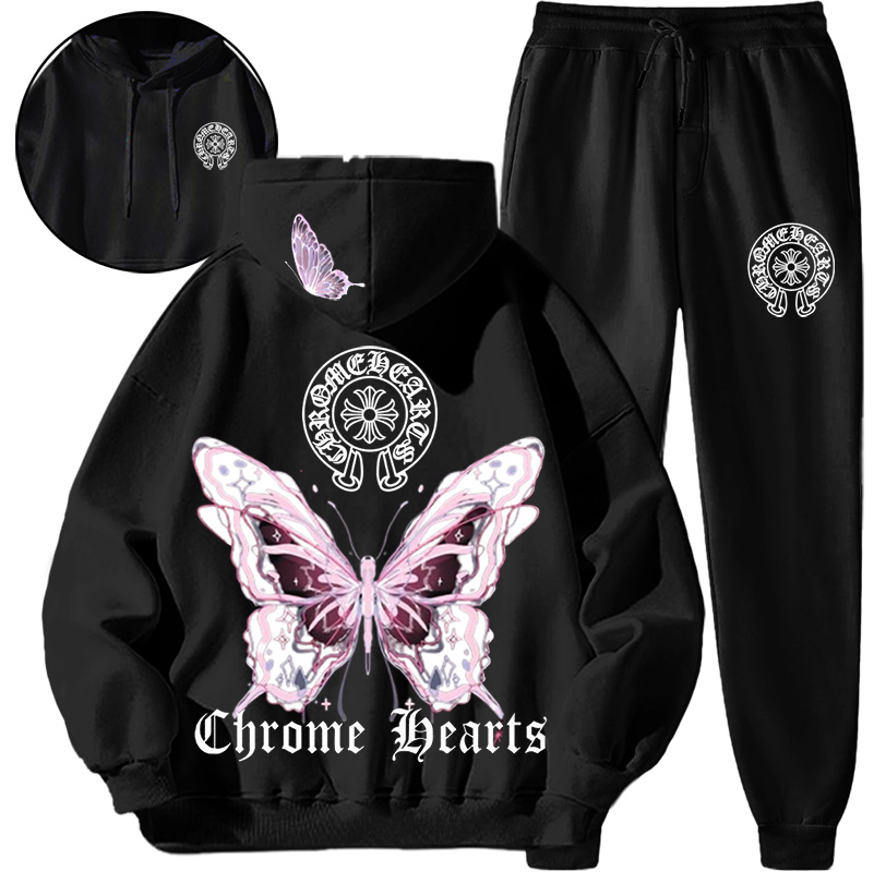 【 Chrome Hearts 】おしゃれ感が美しい蝶々ファッションパーカーのスーツです
