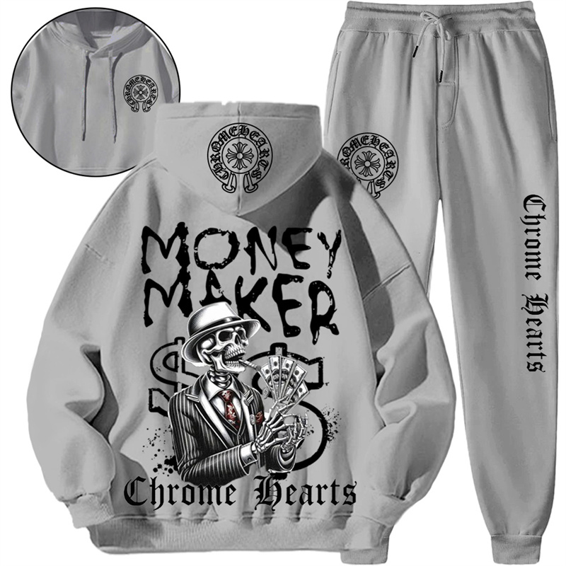 【 Chrome Hearts 】ストリートファッション髑髏風パーカーのセットです