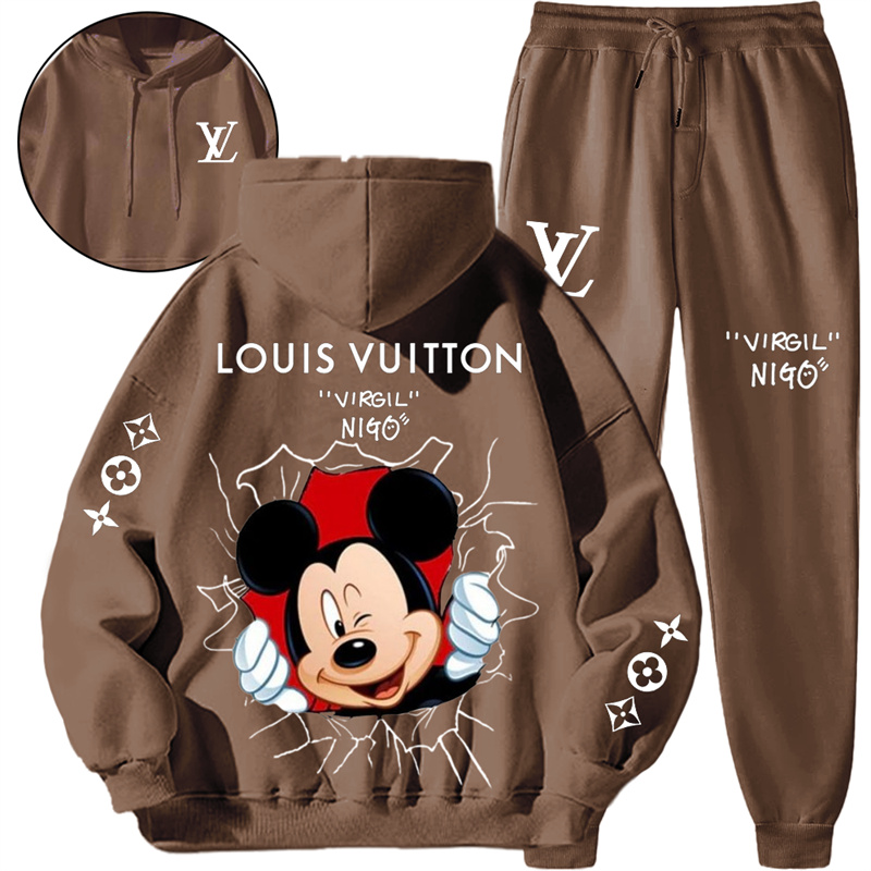 【 Louis Vuitton】特殊ひび割れデザインのファッションパーカーセットです
