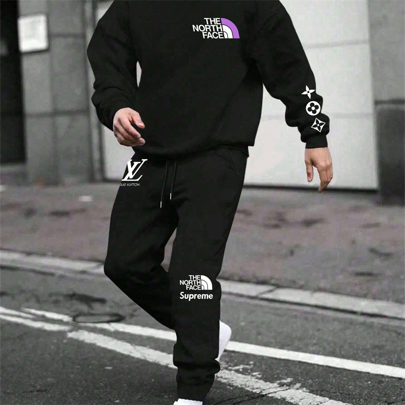 【 LOUIS VUITTON & THE NORTH FACE & SUPREME 】色当てデザインです白髪の男の子ですパーカーのスーツです