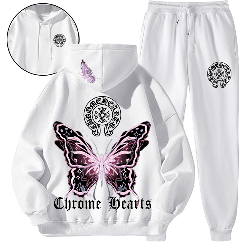 【 Chrome Hearts 】おしゃれ感が美しい蝶々ファッションパーカーのスーツです