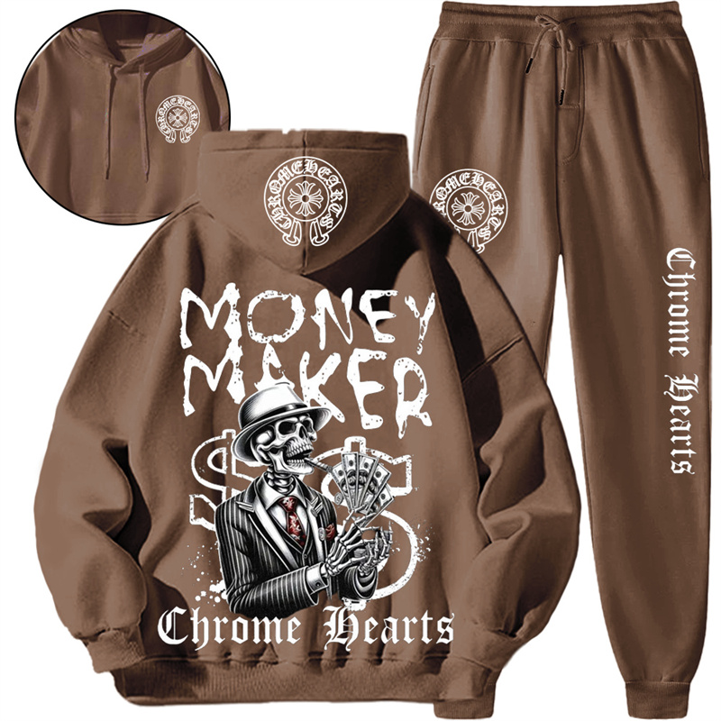 【 Chrome Hearts 】ストリートファッション髑髏風パーカーのセットです