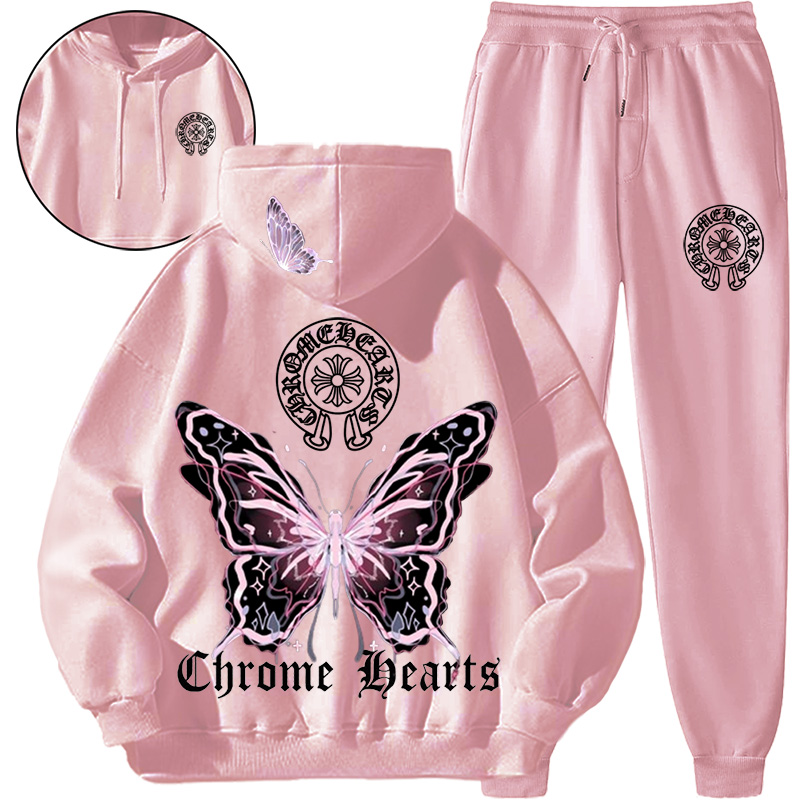 【 Chrome Hearts 】おしゃれ感が美しい蝶々ファッションパーカーのスーツです