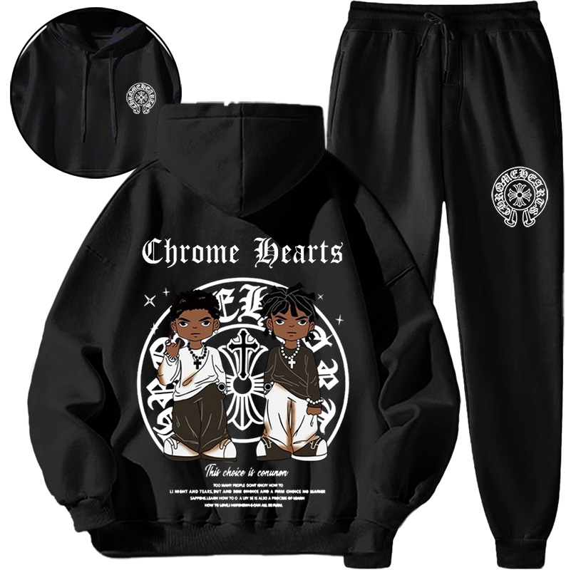 【 Chrome Hearts 】スタイリッシュなデザインの黒人ファッションパーカーのスーツです