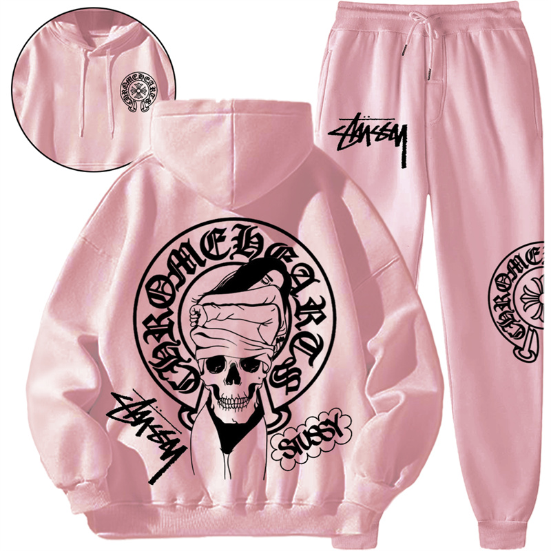 【 Chrome Hearts x Stussy 】ストリートスタイル髑髏女性流行ファッションパーカーのスーツです