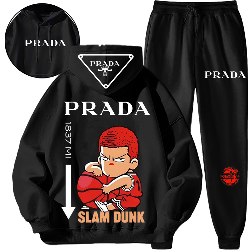 【 Prada 】熱血アニメ連名衛衣スーツです