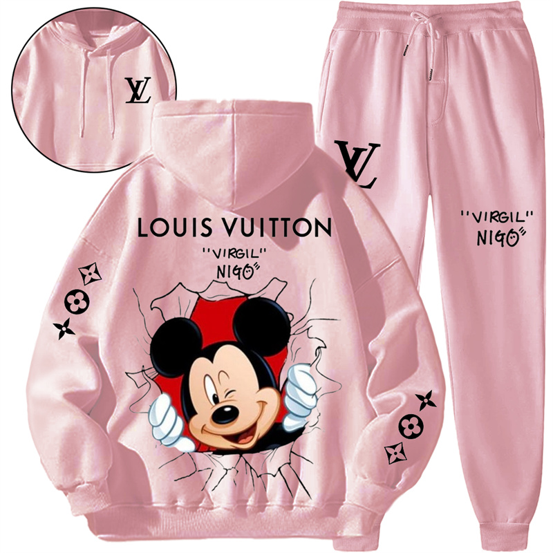 【 Louis Vuitton】特殊ひび割れデザインのファッションパーカーセットです