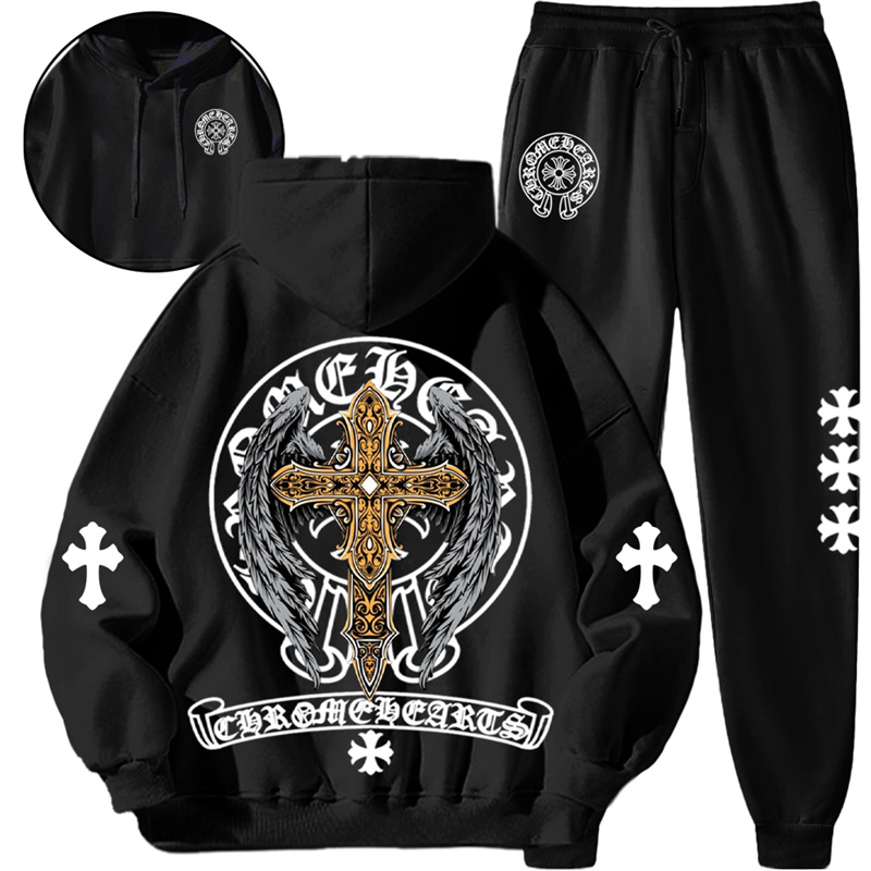 【 Chrome Hearts 】ハイストリート?ファッション翼の十字架ですパーカーのスーツです