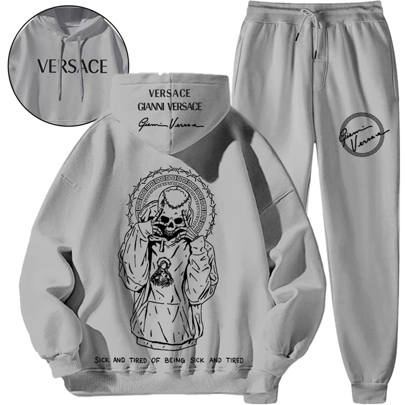 【 Versace 】シンプルなデザインの髑髏パーカーセットです、スタイリッシュでシンプルなデザイン