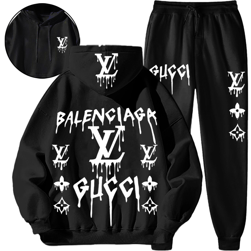 【 Louis Vuitton Malletier x Gucci x Balenciaga 】高級ファッションデザイン感働の人気パーカーのセットです