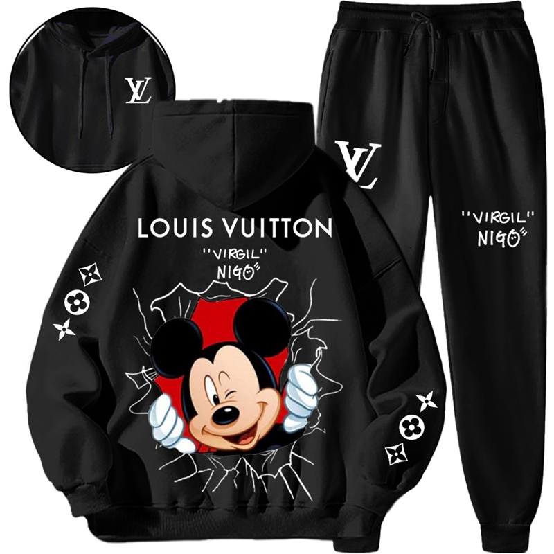 【 Louis Vuitton】特殊ひび割れデザインのファッションパーカーセットです