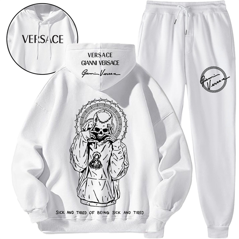 【 Versace 】シンプルなデザインの髑髏パーカーセットです、スタイリッシュでシンプルなデザイン