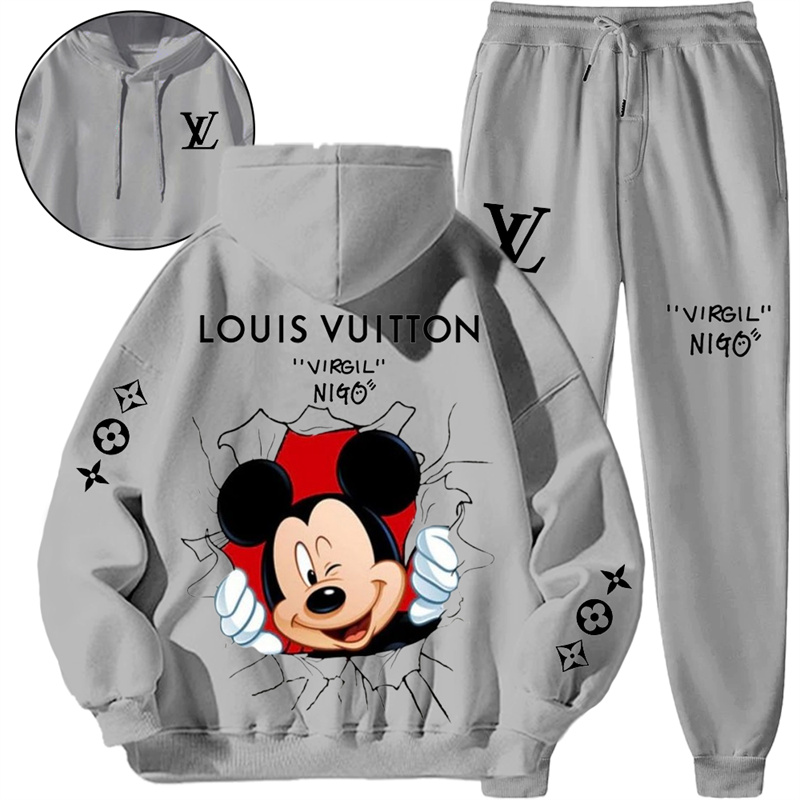 【 Louis Vuitton】特殊ひび割れデザインのファッションパーカーセットです