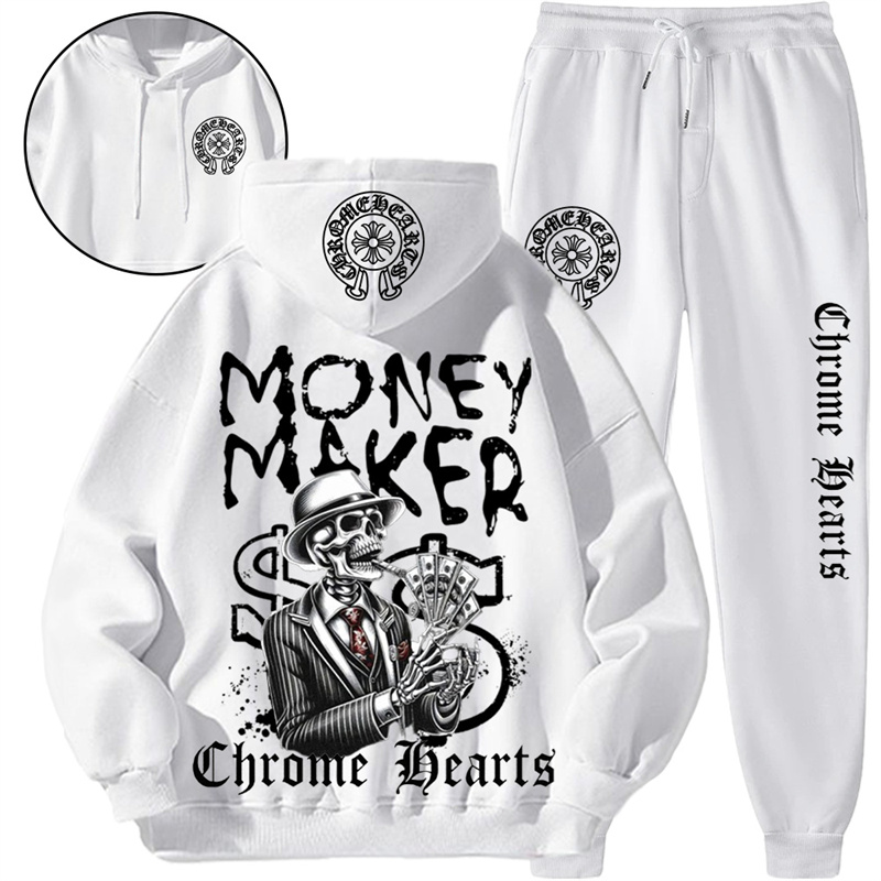 【 Chrome Hearts 】ストリートファッション髑髏風パーカーのセットです
