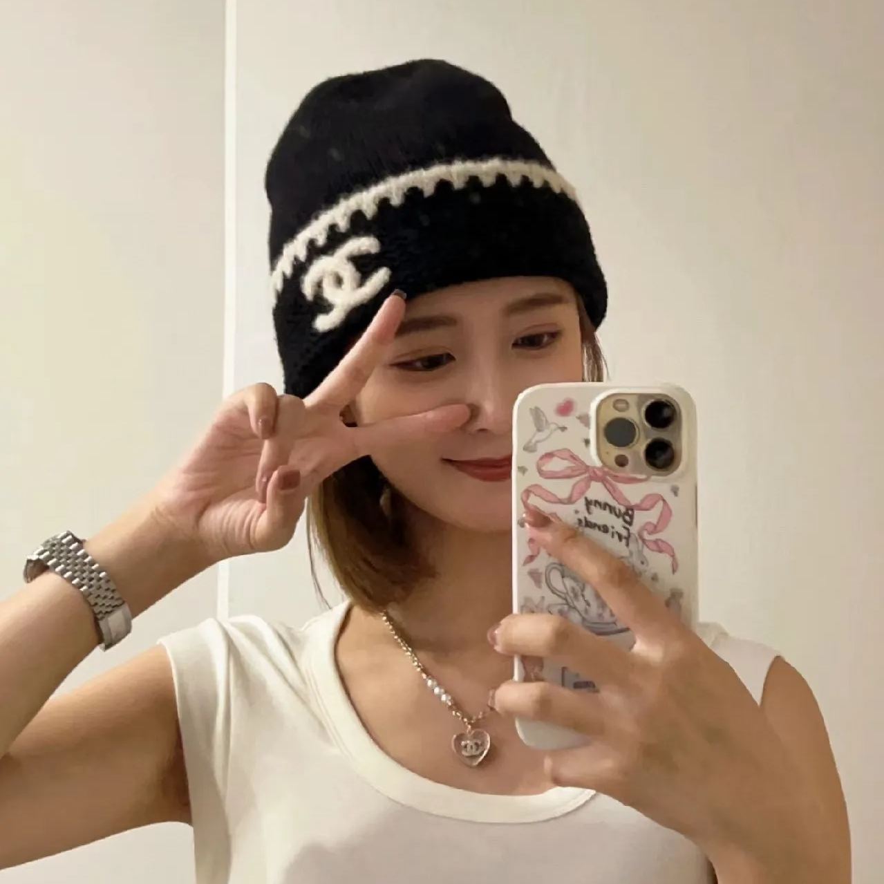 CHANEL 秋冬の暖かい綿の帽子