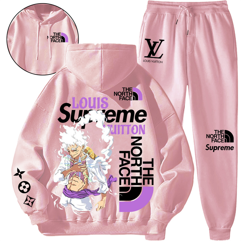 【 LOUIS VUITTON & THE NORTH FACE & SUPREME 】色当てデザインです白髪の男の子ですパーカーのスーツです