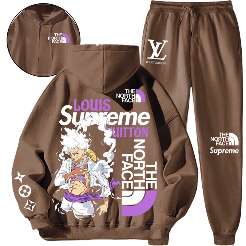 【 LOUIS VUITTON & THE NORTH FACE & SUPREME 】色当てデザインです白髪の男の子ですパーカーのスーツです